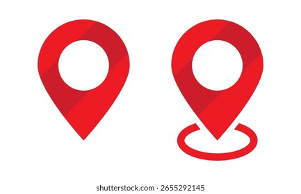 Red location pin icon. Map pin navigation icon.