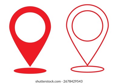 Red location pin icon on black background simple minimalist design, 