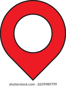 Rotes Pin-Symbol für den Standort, das eine Kartenmarkierung für die Navigation oder das Geschäft symbolisiert