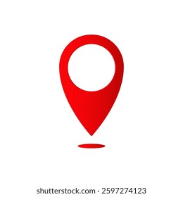 Red location pin icon used to indicate a specific point or location on digital maps or navigation.