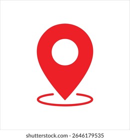 Red location pin isolated on white background indicates a destination