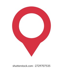 Gráfico rojo del marcador del perno de la ubicación con el centro circular blanco negrita