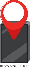 Red location pin over a black smartphone