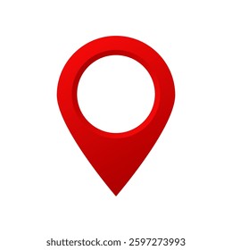 The red location pin is in a simple design. ideal for maps and navigation services.