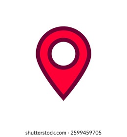 A red location pin symbol commonly used to represent navigation, marking geographical points on maps.