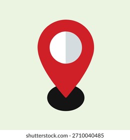 Un pin de ubicación rojo con un círculo blanco sobre un fondo verde claro.