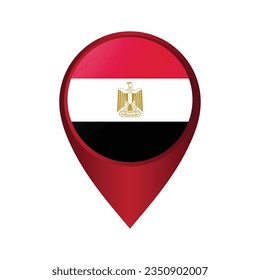 Red Location point with flag egypt inside. Color symbol isolated on white background.