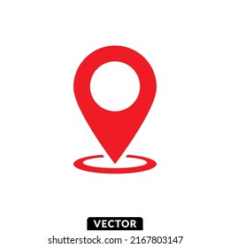 Red location point pin icon, Vector.