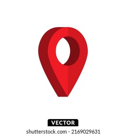 Red location point pin icon, Vector.