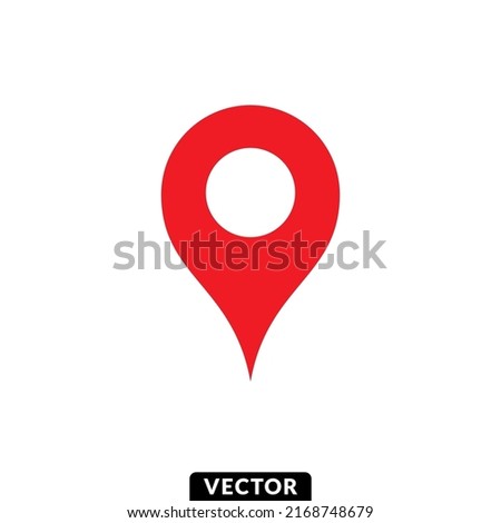 Red location point pin icon, Vector.