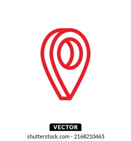 Red location point pin linear icon, Vector.