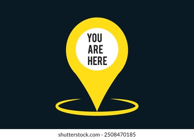 Red location point with text "You are here". Location map icon on transparent background. Location pin for apps, UI and web design