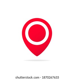 Red location pointer icon. GPS navigation. Vector EPS 10.