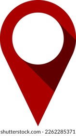 Red Location Pointer Pin or You Are Here Marker Hotspot Symbol Sign Icon with 3D Shadow Effect. Vector Image.