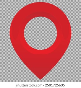 Letrero rojo de la ubicación en el fondo de la cuadrícula. Marcador de pin de Locación con un agujero. Icono de Vector para App, interfaz de usuario y Diseño web
