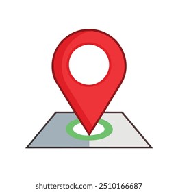 Red location symbol on a map with white background