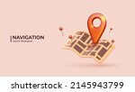 Red Locator mark on map and location pin or GPS navigation icon sign. 3D Realistic creative conceptual symbol of search concept in cute cartoon style. Vector illustration