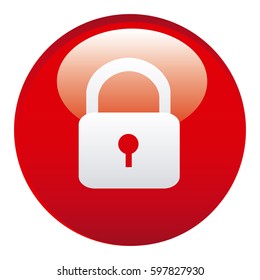 red lock emblem icon, vector illustraction design image