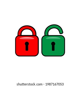 Red Lock Green Unlock Icon Stock Vector (Royalty Free) 1987167053 ...