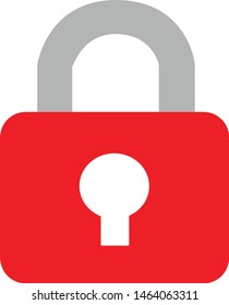 Red lock icon. Flat illustration of lock vector icon for web.