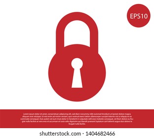 Red Lock icon isolated on white background. Padlock sign. Security, safety, protection, privacy concept. Vector Illustration