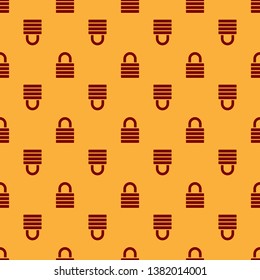 Red Lock icon isolated seamless pattern on brown background. Padlock sign. Security, safety, protection, privacy concept. Vector Illustration