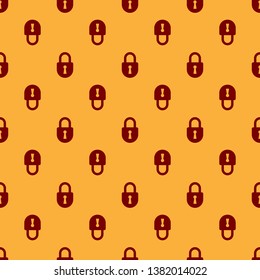 Red Lock icon isolated seamless pattern on brown background. Padlock sign. Security, safety, protection, privacy concept. Vector Illustration
