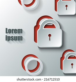 Red lock icon on white background. Eps10 Vector illustration