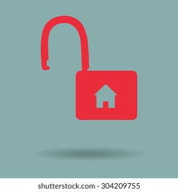 Red  lock icon - vector
