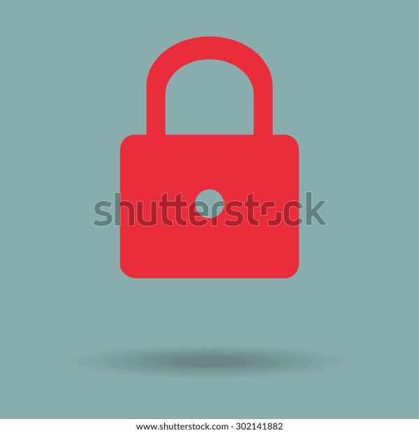 Red Lock Icon Vector Stock Vector (Royalty Free) 302141882