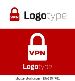 Red Lock VPN icon isolated on white background. Logo design template element. Vector Illustration