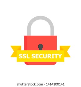 The red lock with a yellow ribbon, which says "SSl SECURITY" is depicted on a white background.