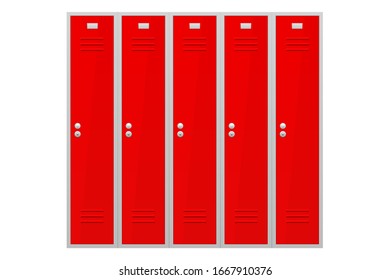 Red lockers section. Vector illustration isolated on white background
