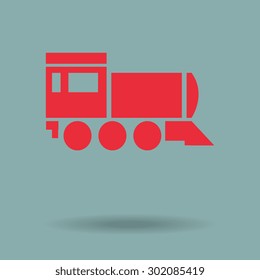 Red Locomotive icon . Vector illustration.