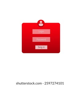 Red login interface features fields for username and password, along with a sing in button.