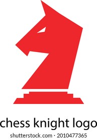 red logo chess knight on white background concept of popular board game