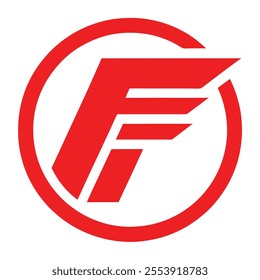 red logo with letter F icon