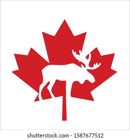 Red logo moose canada vector illustration