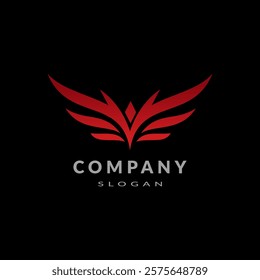 Red logo on a black background