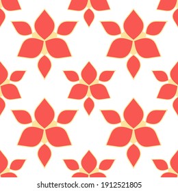 Patrón de logotipo rojo con contorno amarillo sobre fondo blanco
