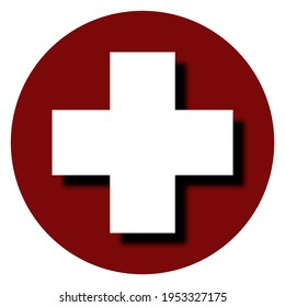 Red logo with white round round vector