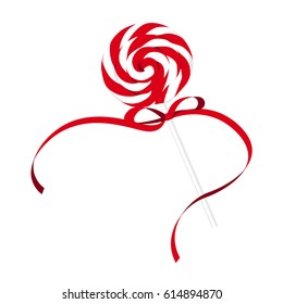 Red Lolipop with Ribbon illustration vector