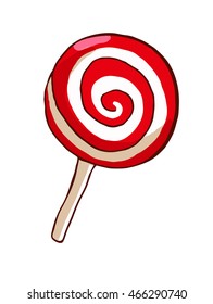 Red lollipop isolated over white. Vector illustration.