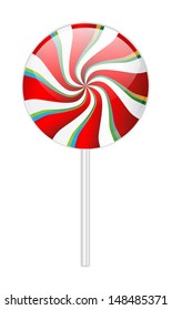 Red lollipop on white background