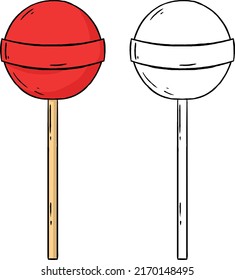 Red lollipop. Perfect for practicing coloring, drawing, printing, wallpaper, prints, cards, etc.