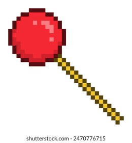Red Lollipop, Pixel Art Icon, Isolated