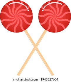 Red lollipop vector illustration on white background.