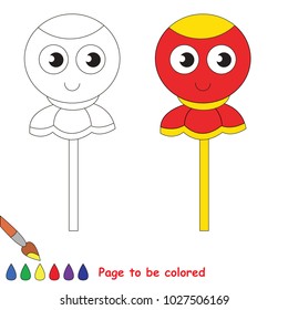 Red Lollypop Candy Funny to be colored, the coloring book for preschool kids with easy educational gaming level.