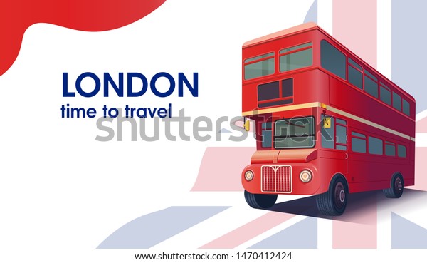   A red London bus. Cartoon vector\
illustration for website and mobile\
application.