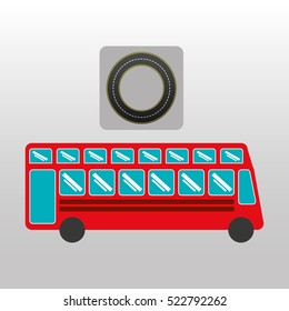 red london bus circle road way design vector illustration eps 10